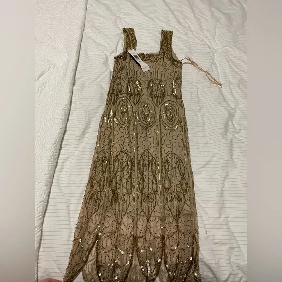 green emerald velvet dress Nadine Merabi Celina Gold Dress S/M